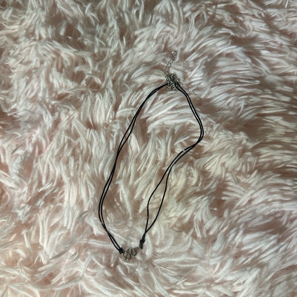 Black Cord Necklace with Silver snake